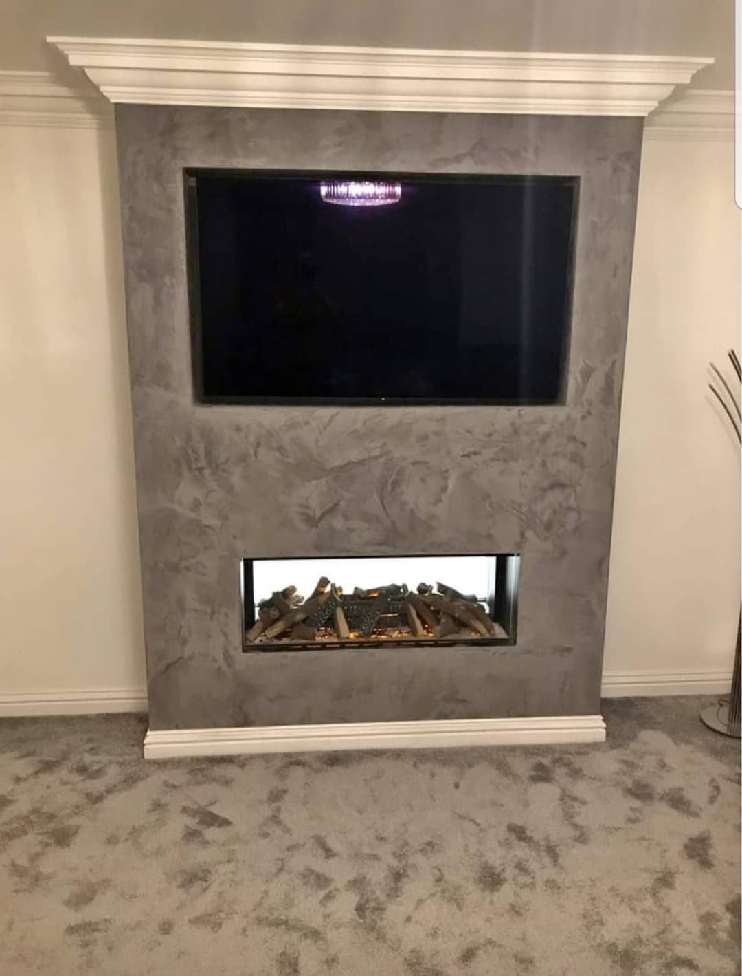 Media Wall with Inset Fireplace