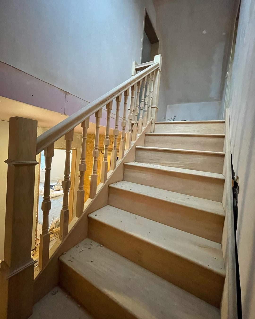 Bespoke oak staircase with turned spindles
